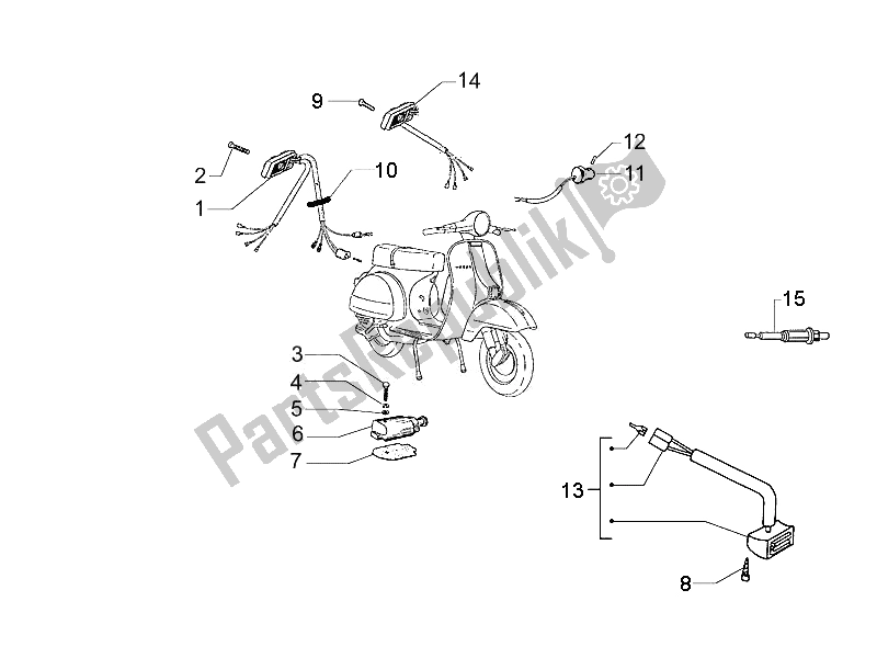 Toutes les pièces pour le Sélecteurs - Interrupteurs - Boutons du Vespa PX 125 2011