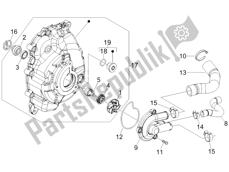 Toutes les pièces pour le Pompe De Refroidissement du Vespa GTS 250 UK 2005