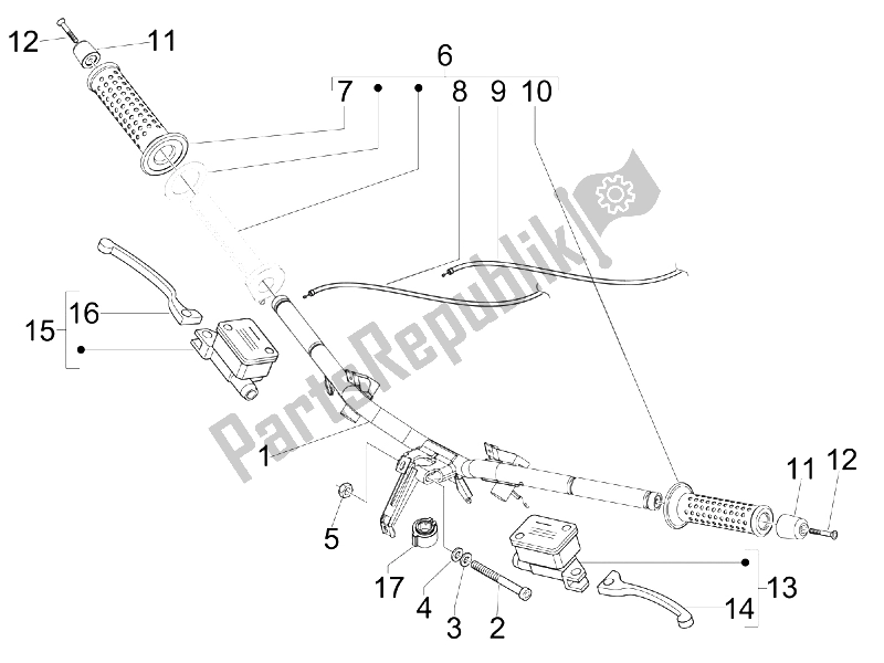 All parts for the Handlebars - Master Cil. Of the Vespa GTS 300 IE USA 2009