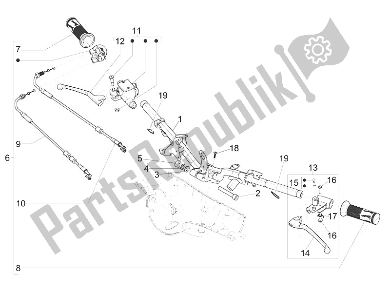 Alle onderdelen voor de Stuur - Master Cil. Van de Vespa Vespa Primavera 150 4T 3V Iget E4 ABS USA Canada 2016