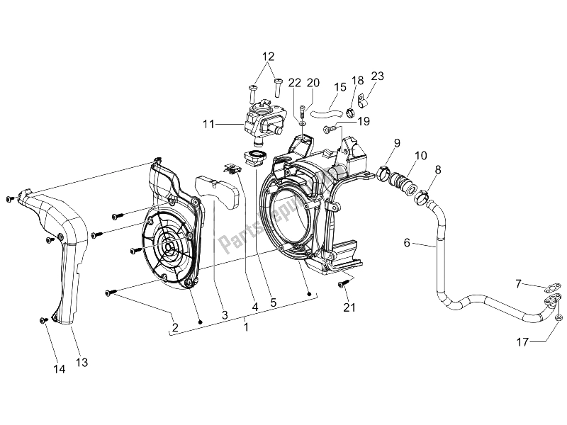 Tutte le parti per il Air Box Secondario del Vespa LX 125 4T E3 2006