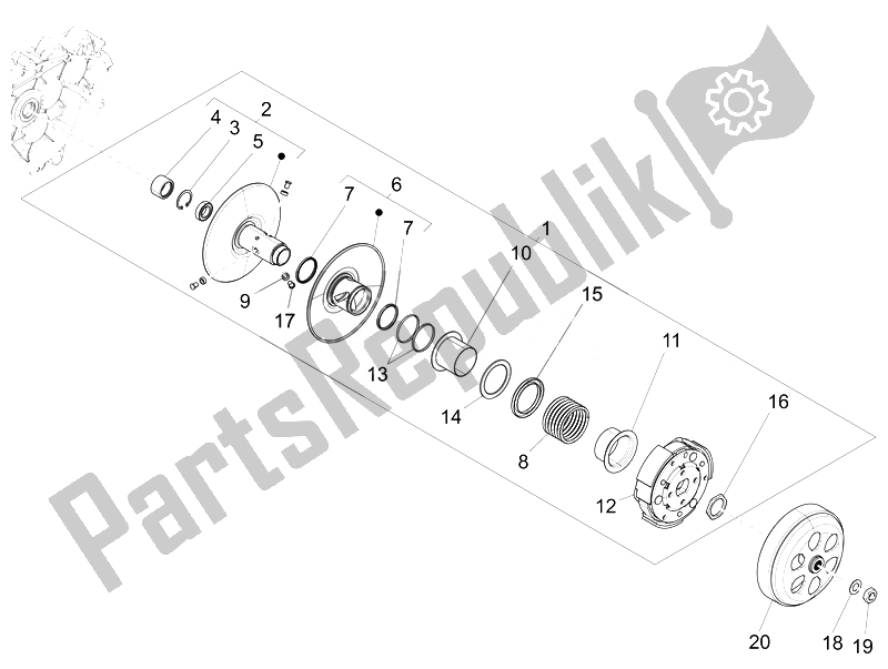 Toutes les pièces pour le Poulie Menée du Vespa 150 Sprint 4T 3V IE USA 2014