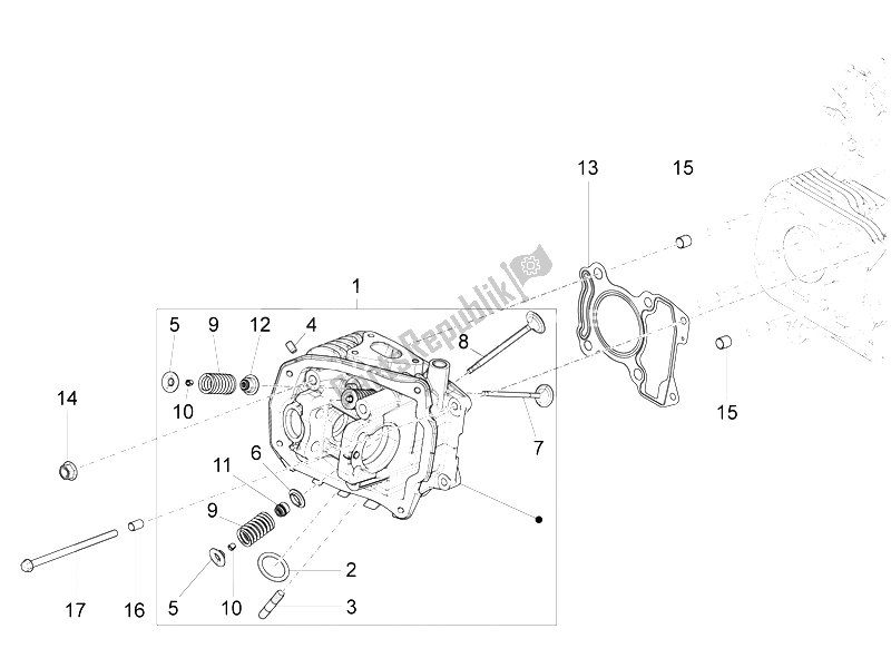 Toutes les pièces pour le Unité De Tête - Valve du Vespa S 150 4T 3V IE Vietnam 2012