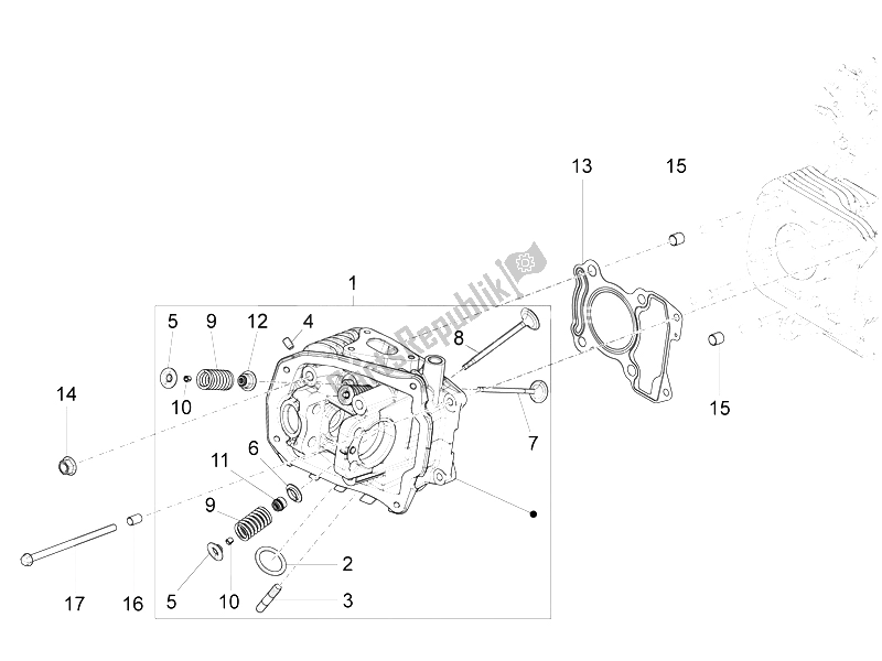 Tutte le parti per il Unità Principale - Valvola del Vespa S 150 4T 3V IE Vietnam 2012