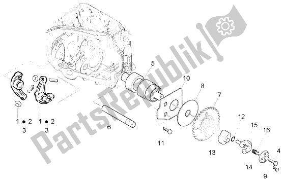 All parts for the Rocker Levers Support of the Vespa LX 150 2005