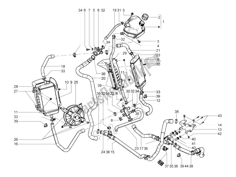 Todas las partes para Sistema De Refrigeración de Vespa GTS 125 4T IE Super E3 2009