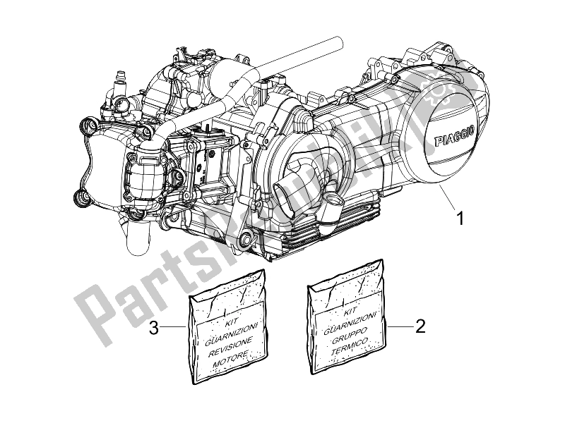 Toutes les pièces pour le Moteur, Assemblage du Vespa GTS 300 IE ABS Super China 2014