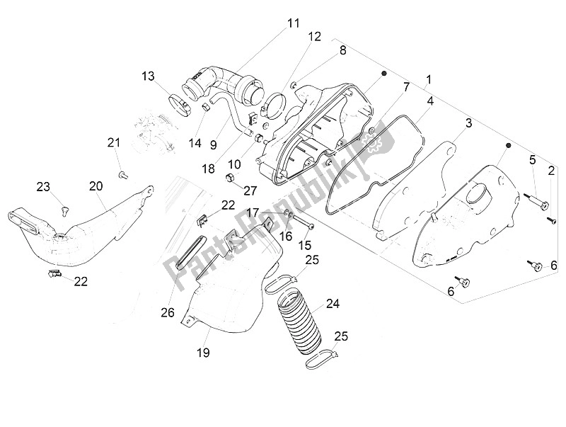 Alle onderdelen voor de Luchtfilter van de Vespa Vespa Sprint Iget 125 4T 3V ABS EU 2016