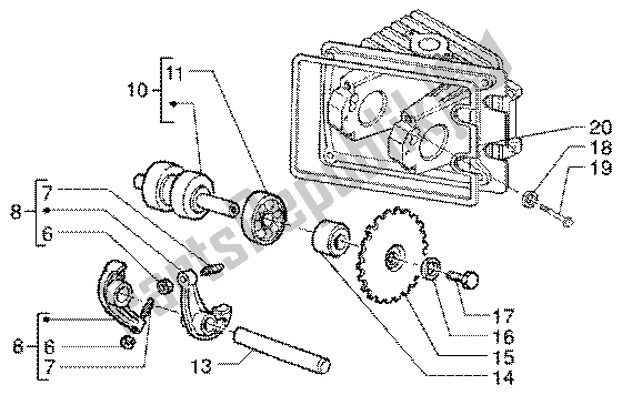 All parts for the Lever-camshaft of the Vespa ET4 50 2002