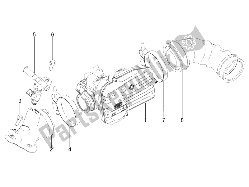 All parts for the Throttle Body - Injector - Union Pipe of the Vespa S 125 4T IE E3 College 2009
