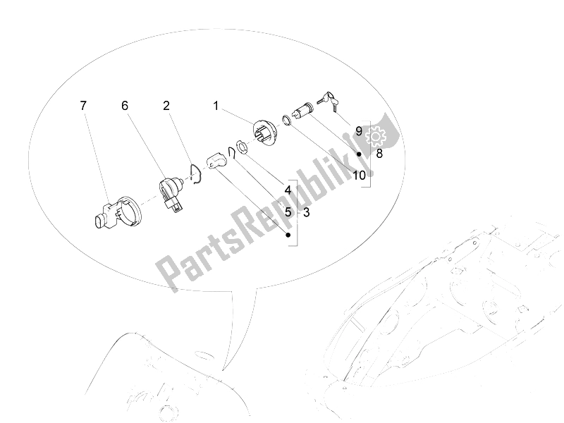 Todas las partes para Cerraduras de Vespa S 125 4T 3V E3 IE Vietnam 2012