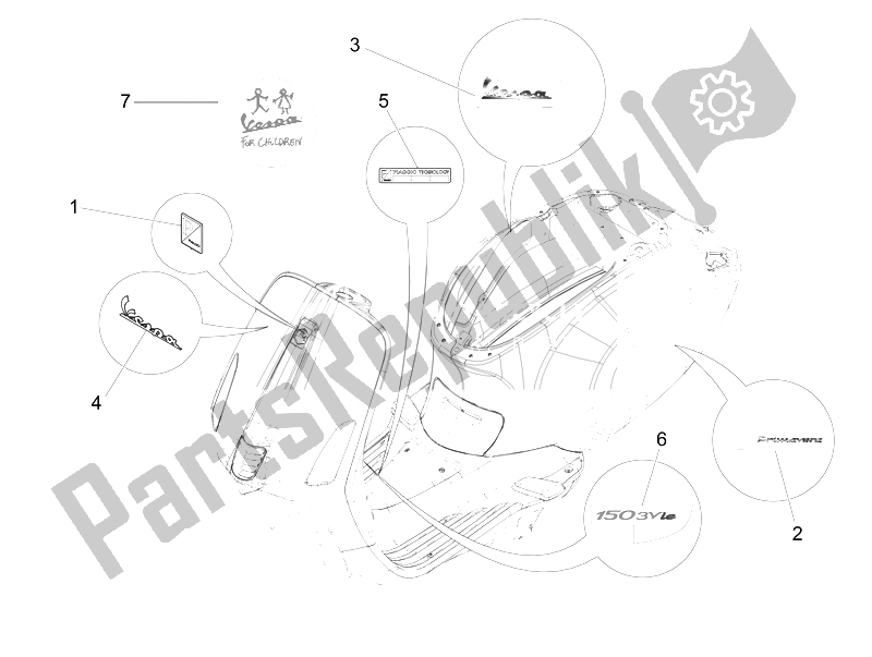 Tutte le parti per il Piatti - Emblemi del Vespa 150 4T 3V IE Primavera Vietnam 2014