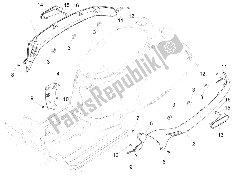 Toutes les pièces pour le Couvercle Latéral - Spoiler du Vespa GTS 300 IE Super 2008