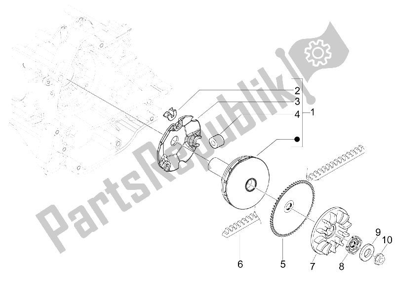 Toutes les pièces pour le Poulie Motrice du Vespa LX 50 4T USA 2009