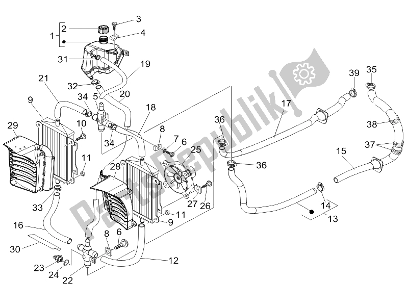 Toutes les pièces pour le Système De Refroidissement du Vespa Granturismo 125 L Potenziato 2005