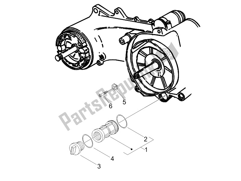 Toutes les pièces pour le Couvercle Magnéto Volant - Filtre à Huile du Vespa LX 50 4T USA 2008