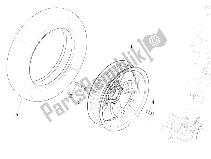 All parts for the Front Wheel of the Vespa 150 4T 3V IE Primavera 2014