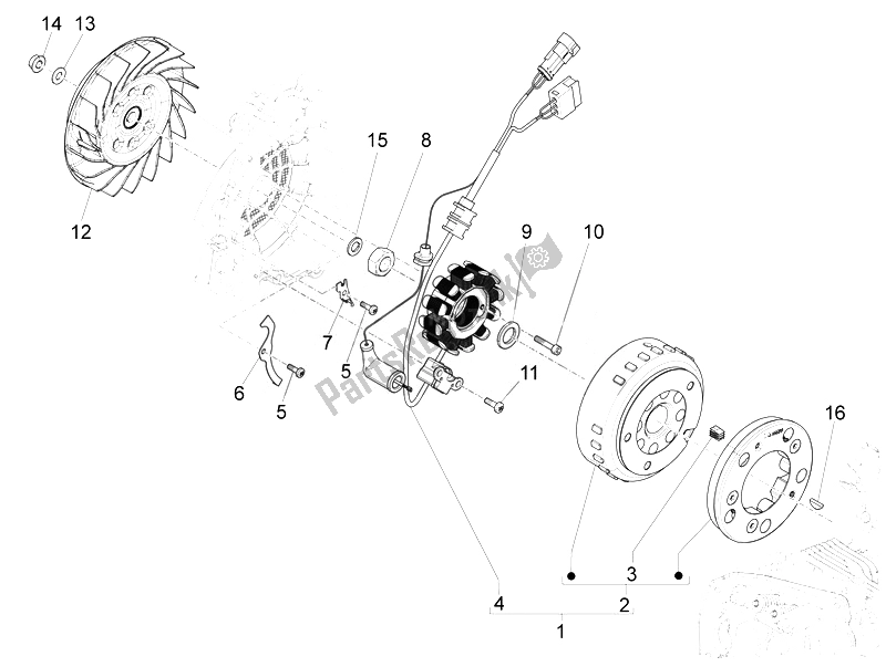 All parts for the Flywheel Magneto of the Vespa Vespa 125 4T 3V IE Primavera EU 2014