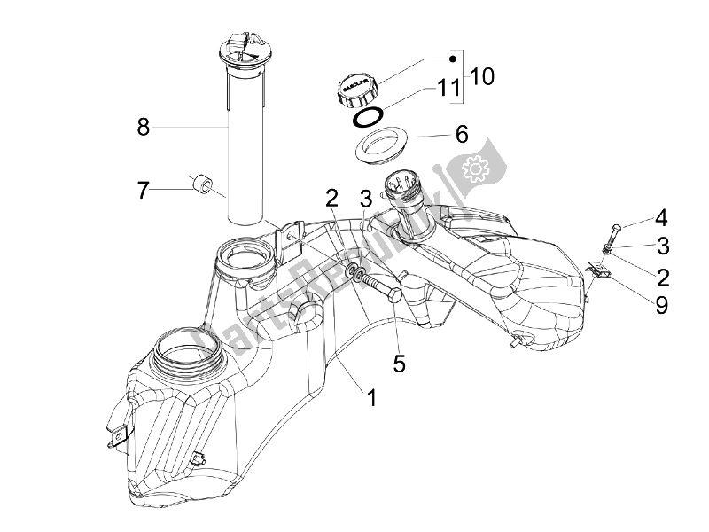 Tutte le parti per il Serbatoio Di Carburante del Vespa GTV 250 IE USA 2007