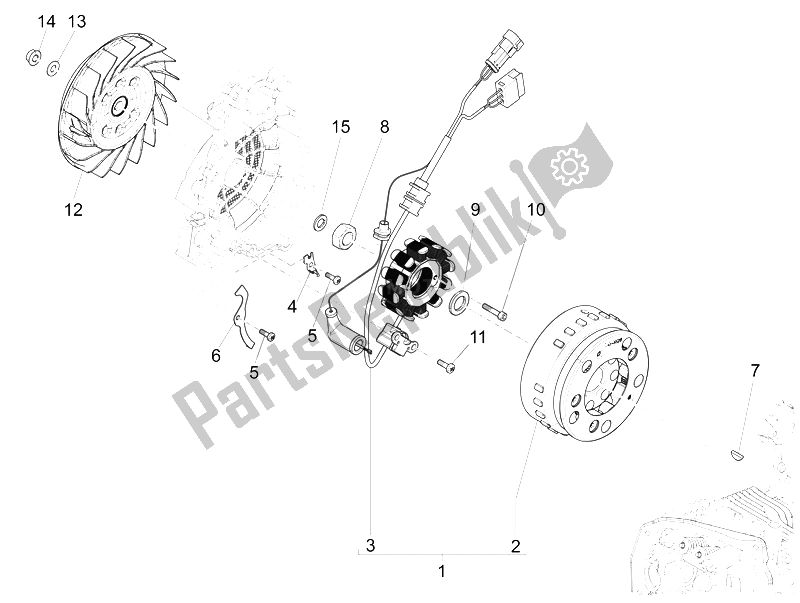 All parts for the Flywheel Magneto of the Vespa Vespa 946 150 4T 3V ABS Armani Asia 2015