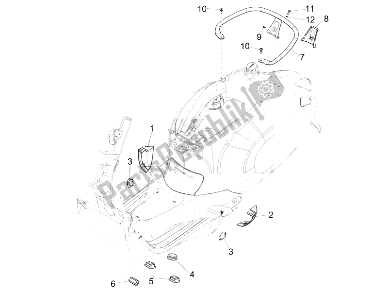 All parts for the Side Cover - Spoiler of the Vespa Vespa Primavera 50 2T EU Asia 2014