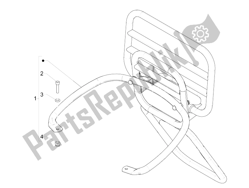 All parts for the Rear Luggage Rack of the Vespa PX 125 2011