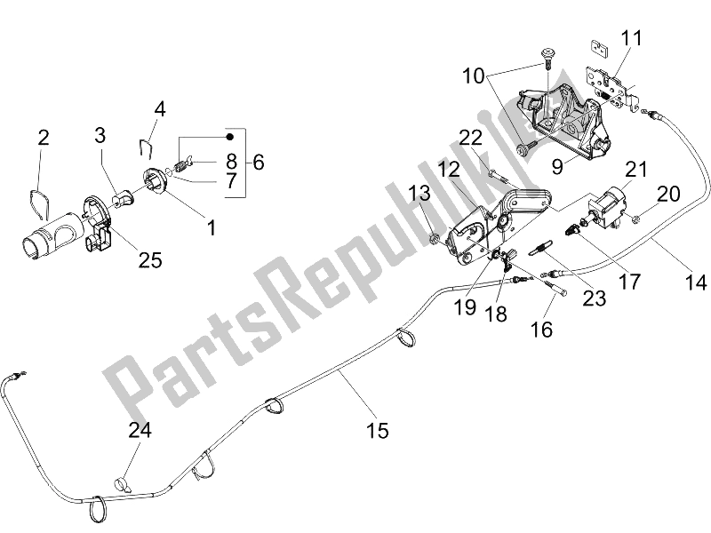 Toutes les pièces pour le Serrures du Vespa Granturismo 125 L E3 2006