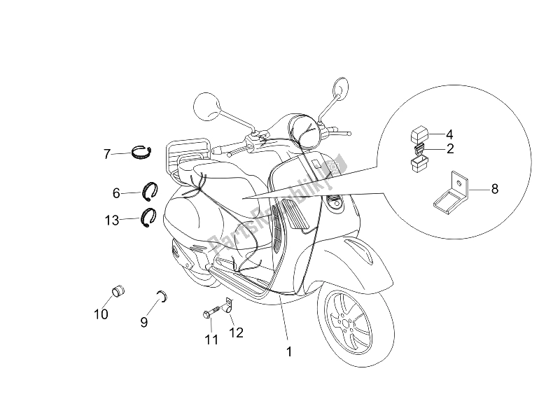 Alle onderdelen voor de Hoofdkabelboom van de Vespa LX 150 4T USA 2006