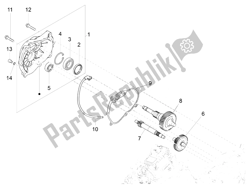 Todas las partes para Unidad De Reducción de Vespa Vespa GTS 300 IE ABS USA Canada 2014