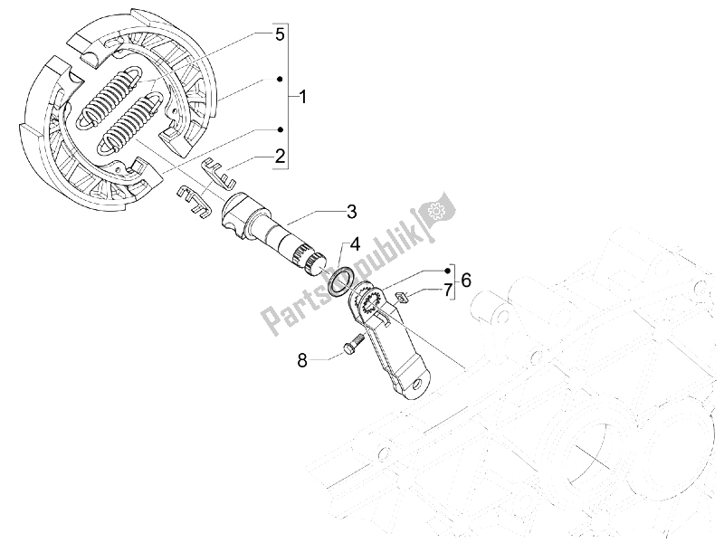Tutte le parti per il Freno Posteriore - Ganascia Del Freno del Vespa S 125 4T IE E3 College 2009
