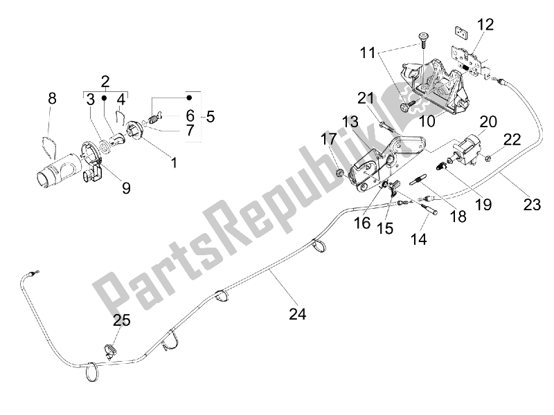 All parts for the Locks of the Vespa GTS 250 IE Super USA 2008