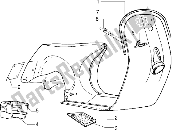 All parts for the Frame of the Vespa PX 125 E 1992