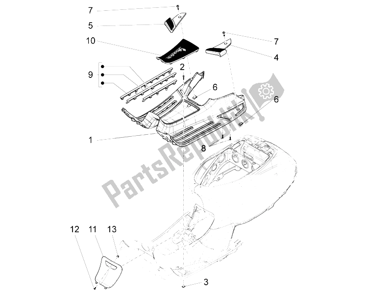 Tutte le parti per il Copertura Centrale - Poggiapiedi del Vespa LX 125 4T 3V IE Vietnam 2012