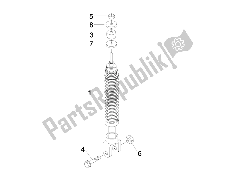 Todas las partes para Suspensión Trasera - Amortiguador / S de Vespa LXV 50 4T 25 KMH 2012