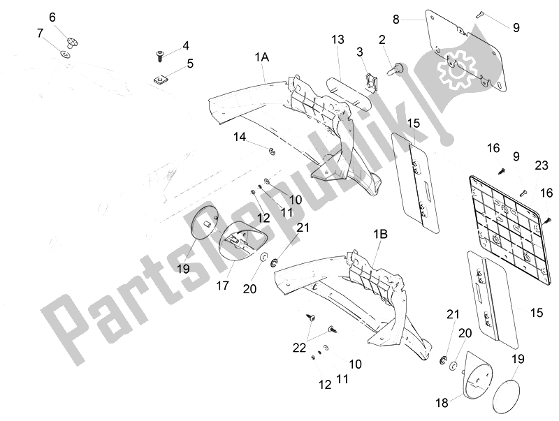 All parts for the Rear Cover - Splash Guard of the Vespa 946 150 2014