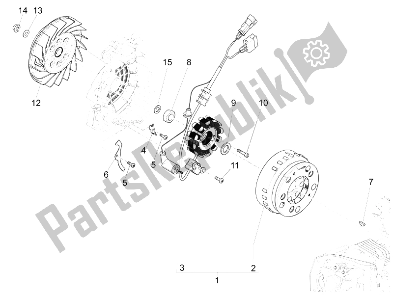 Wszystkie części do Magneto Ko? A Zamachowego Vespa 150 Sprint 4T 3V IE 2015