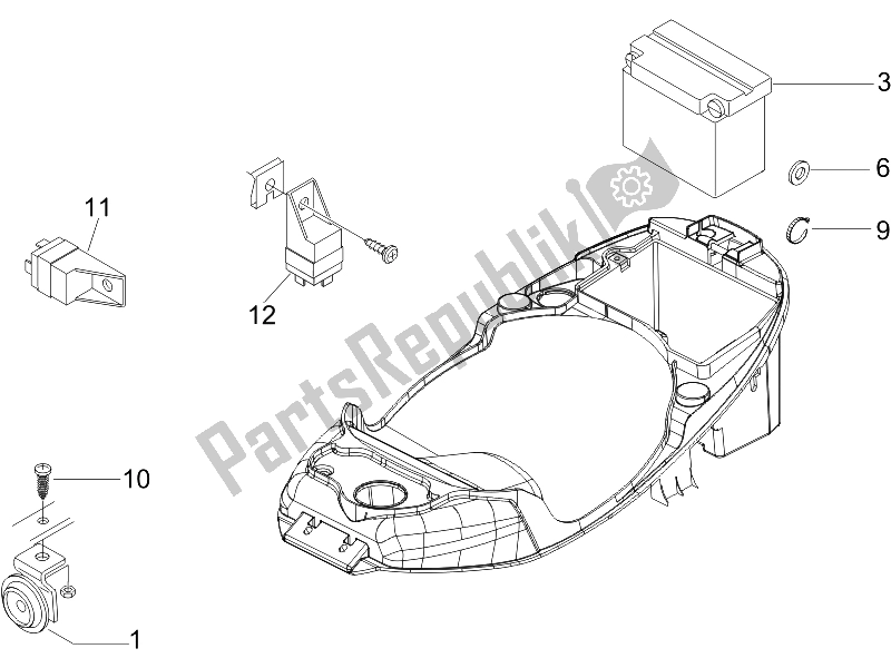 Todas las partes para Interruptores De Control Remoto - Batería - Bocina de Vespa LXV 150 4T USA 2009