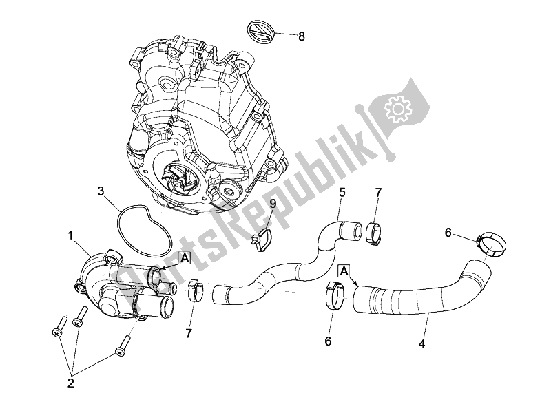 Toutes les pièces pour le Pompe De Refroidissement du Vespa GTS 300 IE Super USA 2009