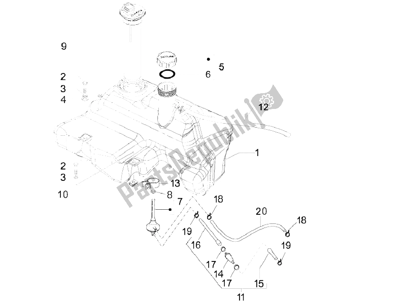 Tutte le parti per il Serbatoio Di Carburante del Vespa S 125 4T Vietnam 2009