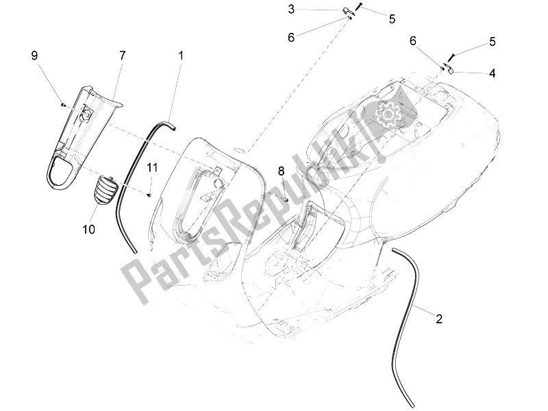 Toutes les pièces pour le Bouclier Avant du Vespa LT 150 4T 3V IE 2014