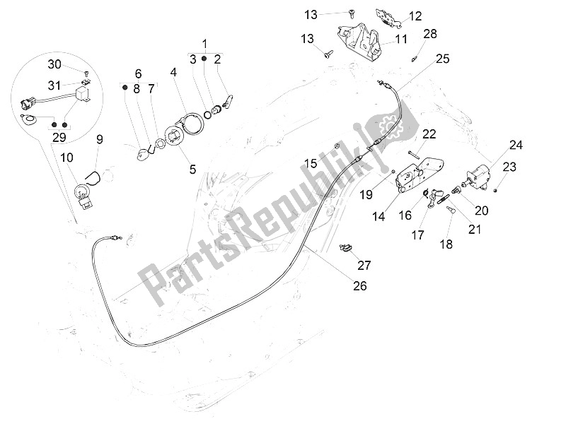 Tutte le parti per il Serrature del Vespa Vespa GTS 150 4T E4 ABS EU 2016