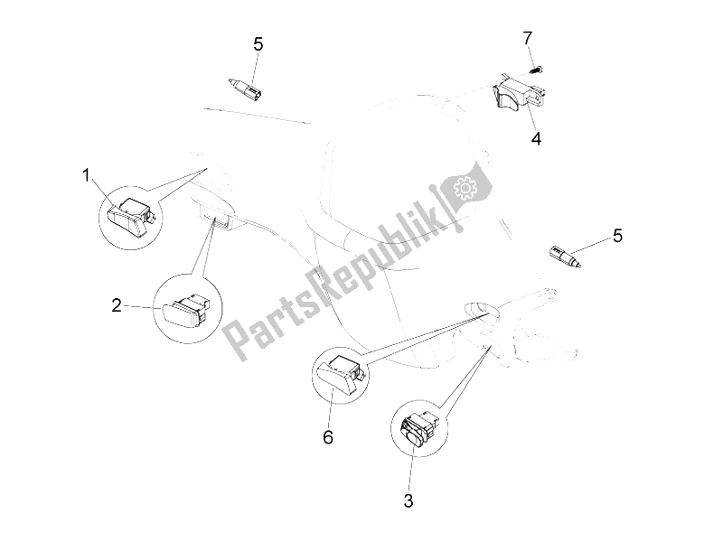 Todas las partes para Selectores - Interruptores - Botones de Vespa LX 50 4T 2V 25 KMH Touring NL 2011