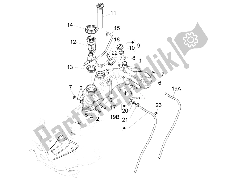 Toutes les pièces pour le Réservoir D'essence du Vespa GTS 125 4T IE Super E3 2009