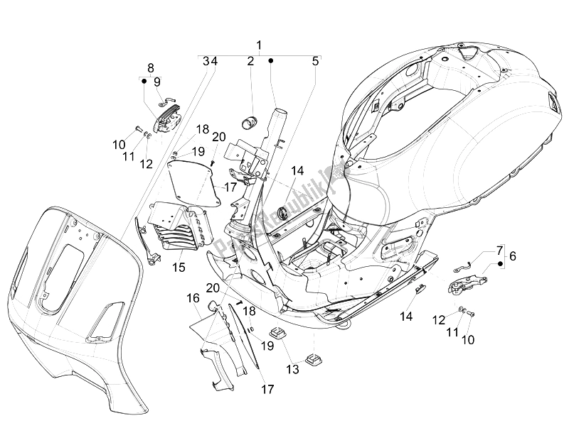 Toutes les pièces pour le Cadre / Carrosserie du Vespa GTS Super 150 IE 4T 3V 2014