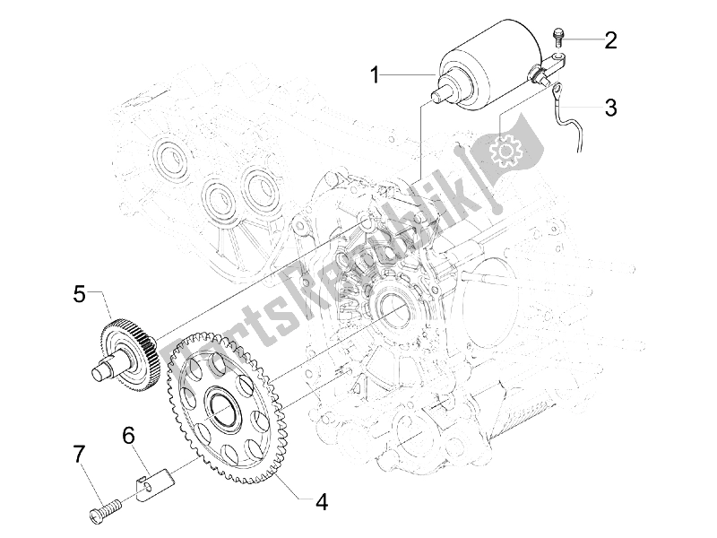All parts for the Stater - Electric Starter of the Vespa GTS 300 IE Touring 2011