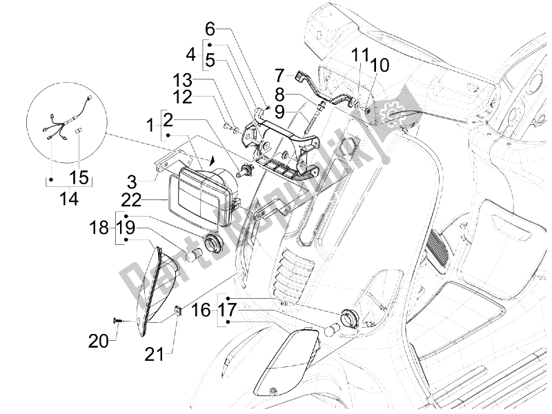 Tutte le parti per il Fari Anteriori - Indicatori Di Direzione del Vespa S 50 4T 2V 25 KMH NL 2010