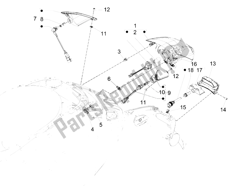 All parts for the Rear Headlamps - Turn Signal Lamps of the Vespa Primavera 50 2T 2014