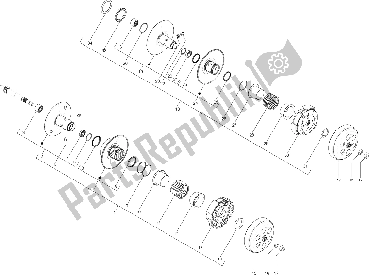 Toutes les pièces pour le Poulie Menée du Vespa LX 125 4T 2V IE E3 Taiwan 2011