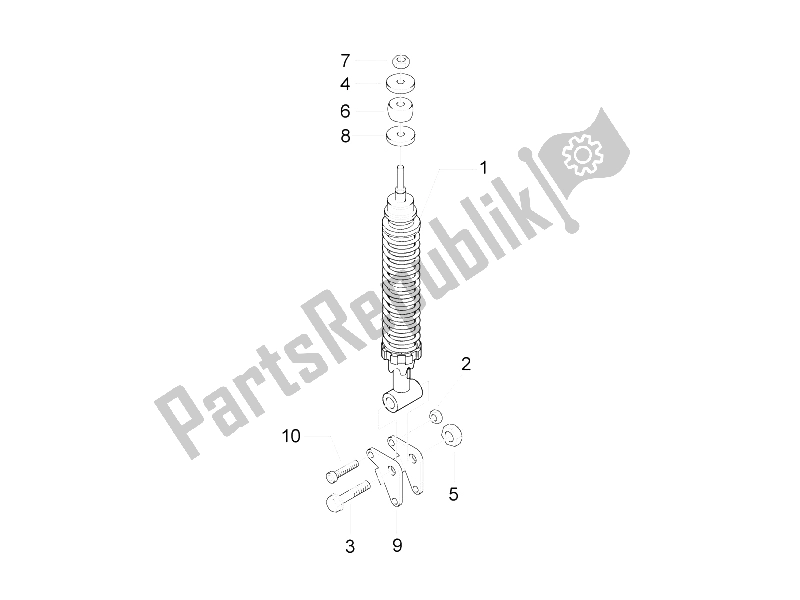 All parts for the Rear Suspension - Shock Absorber/s of the Vespa LX 125 4T 2V IE E3 Taiwan 2011