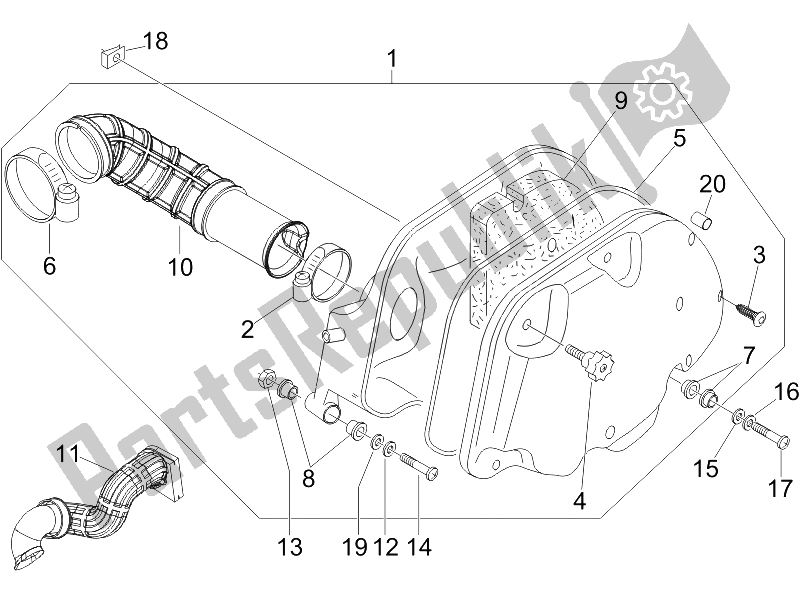 Toutes les pièces pour le Filtre à Air du Vespa GTS 250 ABS UK 2005